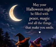 May Your Halloween Night Be Filled With Peace And Magic Cats In Witch Hats