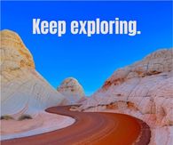 Keep Exploring Winding Desert Road And Blue Bicycle