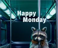 Happy Monday Raccoon Commuter On The Subway