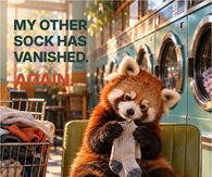 My Other Sock Has Vanished Again Red Panda In The Laundromat