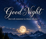Good Night Rest Well Tomorrow Is A Brand New Day Moonlit Mountain Lake