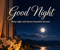 Good Night Sleep Tight And Dream Beautiful Dreams Candlelit Window