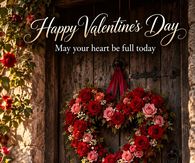 Happy Valentines Day May Your Heart Be Full Today Rose Heart Wreath
