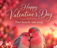 Happy Valentines Day Two Hearts One Song Lovebirds
