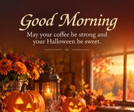 Good Morning May Your Coffee Be Strong And Your Halloween Be Sweet