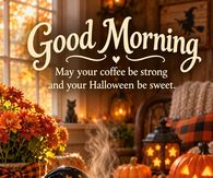 Good Morning May Your Coffee Be Strong And Your Halloween Be Sweet Halloween Coffee Mug With Pumpkins